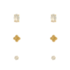 Oval shinny stud roundcz stud mini flower stud