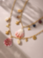 縮圖：Natural Shell Ocean Necklace with Turtle & Mermaid Tail Pendants