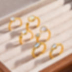 縮圖：Cat eye stone and zircon stainless steel rings with 18K PVD gold plating for custom jewelry brands