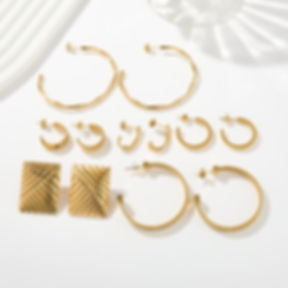 Vintage-Inspired Statement Earring Set –  Multi-Style Gold studs