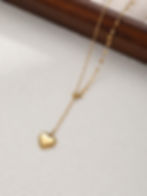 縮圖：Minimalist Heart Pendant Choker – 18K Gold Plated Stainless Steel Necklace