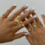 縮圖：European  stainless steel natural stone open rings, high-end golden ring