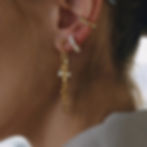 Waterproof zircon tassel earrings in 18K PVD gold stainless steel