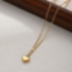 縮圖：Minimalist Heart Pendant Choker – 18K Gold Plated Stainless Steel Necklace