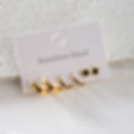 縮圖：stack earrings black CZ Choop earrings square stud earrings