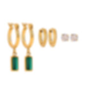 deep green cz hoop classic hoop and stud earrings stack of 3pairs
