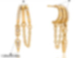 縮圖：18K Gold Stainless Steel Rhinestone Triple-Layer C-Hoop Tassel Earrings – Unique