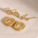 縮圖：Stack earrings Hamsa stud ball stu rectagular hoop earrings set of earrings