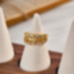 縮圖：Minimalist geometric zircon rings in stainless steel with 18K PVD gold plating single ring display