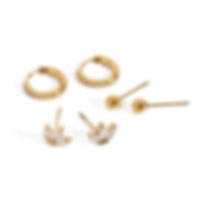 lotus stud diamond hoop cz stud earrings stack earrings
