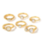 Cat eye stone and zircon stainless steel rings with 18K PVD gold plating for custom jewelry brands