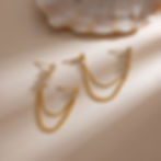 縮圖：OEM stainless steel zircon tassel earrings for private label jewelry