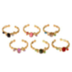 316L stainless steel open gemstone ring with 18K PVD gold plating