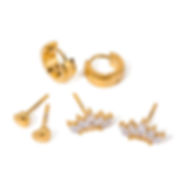 Petal stud mini heart stud wide hoop earrings stack earrings