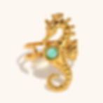 縮圖：Chic Seahorse Ring with Natural & Synthetic Gemstones – Creative & Unique Design