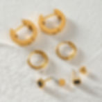 縮圖：stack earrings black CZ Choop earrings square stud earrings