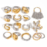 Gold and silver two-tone stainless steel  rings, vintage French-style