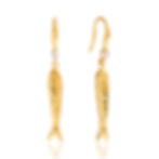 316L stainless steel fish earrings with cubic zirconia and PVD gold plating