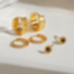 縮圖：Black agate earrings texture hoop cz hoop stack earrings of 3 pairs
