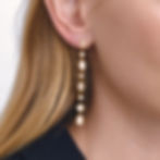 縮圖：Woman wearing stainless steel colorful zircon tassel earrings