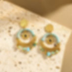 縮圖：Handmade braide cord crystal dangling earrings
