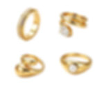 316L stainless steel zircon crossover ring collection with 18K PVD gold plating