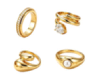 316L stainless steel zircon crossover ring collection with 18K PVD gold plating