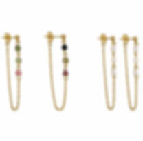 Waterproof 316L stainless steel natural tourmaline chain drop earrings