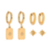 Pole star stud star hoop class hoop earrings 3pairs one set stack earrings