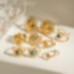 縮圖：European  stainless steel natural stone open rings, high-end golden ring