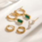 縮圖：deep green cz hoop classic hoop and stud earrings stack of 3pairs