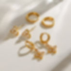 縮圖：stack earrings mini flower stud earrings shiny hoop earrings