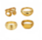 Vintage sculptural wide band stainless steel rings with 18K PVD gold plating for custom jewelry brands