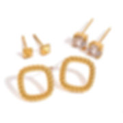 stack earring set pyramid stud square cubic zirconia earrings hollow square stud