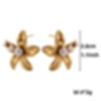 縮圖：Floral Pearl Stud Earrings – 18K Gold Vacuum Plated Stainless Steel
