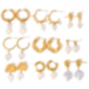 Trendy C-Shape Stainless Steel Freshwater Pearl Earrings – Fashionable Statement