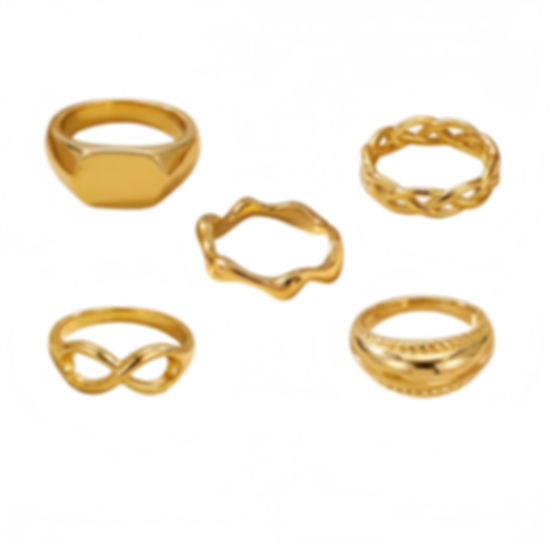 Hollow Woven Gold Stacking Rings | Light Luxury Thin Band Pinky Rings | Daily
