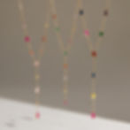 縮圖：316L stainless steel rainbow zircon lariat necklace collection with colorful bezel-set cubic zirconia and 18K PVD gold platin