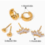 縮圖：Petal stud mini heart stud wide hoop earrings stack earrings