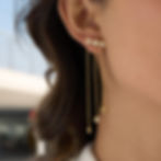 縮圖：Close-up of movement zircon tassel earrings in 18K PVD gold plated stainless steel, elegant lightweight statement earrings