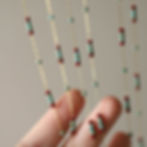 縮圖：Vintage-Style Turquoise Pattern & Red Glass Bead Necklace – Stainless Steel