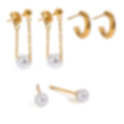 Pearl stack earrings chain pearl stud earrings ball pearl stud c shape stud