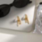 縮圖：18K Gold Stainless Steel Rhinestone Triple-Layer C-Hoop Tassel Earrings – Unique
