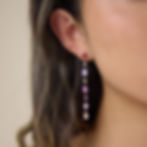 縮圖：Woman wearing stainless steel colorful zircon tassel earrings