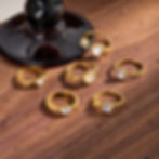 縮圖：Cat eye stone and zircon stainless steel rings with 18K PVD gold plating for custom jewelry brands