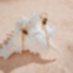 縮圖：316L stainless steel fish earrings displayed on beach-inspired background