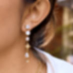 縮圖：Woman wearing stainless steel colorful zircon tassel earrings