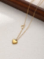 縮圖：Minimalist Heart Pendant Choker – 18K Gold Plated Stainless Steel Necklace